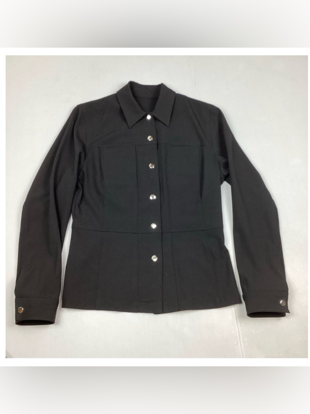 Jones New York Sport Stretch Black Snap Front Light Jacket